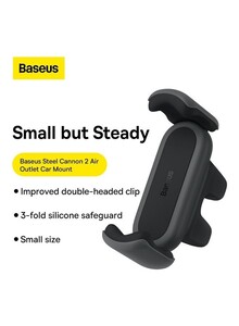 Baseus Steel Cannon 2 Air Outlet Car Mount Spring Clip Mobile Phone Holder Black