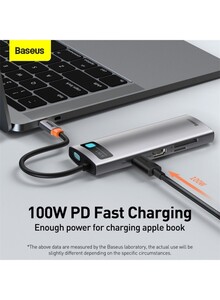 Baseus 8 in 1 USB C Hub Docking Station Adapter with 4K HDMI for MacBook Pro, Surface Pro, iPad Pro and Other Type C Devices Grey/Black