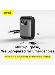 Baseus Portable Wireless Air Compressor Pump Mini Car Tire Inflator with Digital LED Emergency Light USB Rechargeable Auto for Motorcycle Bike Truck Ball Swimming Ring Pressure Prediction