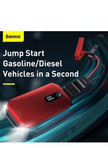 Baseus Super Energy Pro Car Jump Starter 6.0L Gasoline and 3.5L Diesel 12V Portable Power Pack 12000mAh Automotive Battery Booster Charger with USB Port Smart Jumper Red