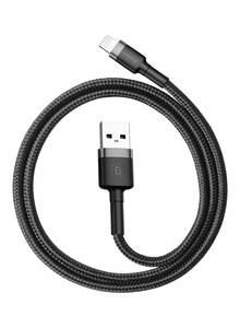Baseus USB to Lightning Charging Cable Cafule Nylon Braided High-Density Quick Charge Compatible for iPhone 13 12 11 Pro Max Mini XS X 8 7 6 5 SE iPad (1 Meter, 2.4 A) Grey/Black