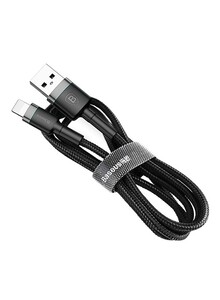 Baseus USB to Lightning Charging Cable Cafule Nylon Braided High-Density Quick Charge Compatible for iPhone 13 12 11 Pro Max Mini XS X 8 7 6 5 SE iPad (1 Meter, 2.4 A) Grey/Black