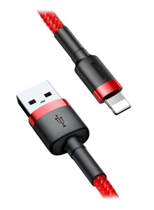 كابل شحن USB إلى Lightning كافول من النايلون المضفر عالي الكثافة للشحن السريع متوافق مع هواتف آيفون 13 و12 و11 برو ماكس وميني وXS وX و8 و7 و6 و5 وSE وآي باد (بطول 2 متر) أحمر وأسود