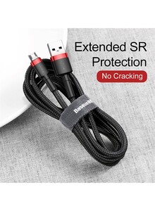 Baseus Cafule Micro USB Cable Nylon Braided Fast Quick Charger Cable USB to Micro USB 2.4A Android Charging Cord compatible for Galaxy S7 S6, Note, LG, Nexus, Nokia, PS4 1M Black/Red