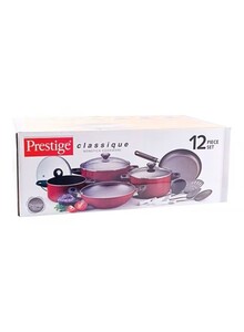Prestige Classique Non- Stick Cookware Set Of 12- Piece, Red Pr21179, Aluminum Material