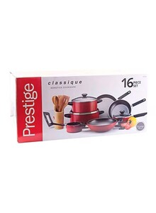 Prestige Classique Non-stick Cookware Set of 16-Piece, PR21234, Red, Aluminum