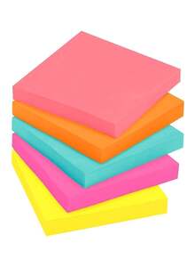 3M Pack Of 5 Post-it Sticky Notes Set Pink/Green/Orange