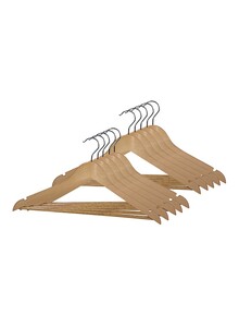 Generic 10-Piece Wooden Hanger Set Brown