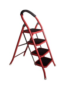 ZL 4-Steps Steel Ladder Red/Black