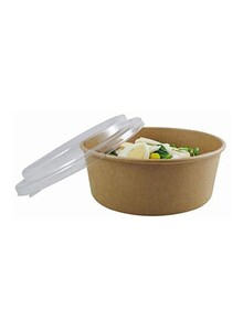 SNH PACKing 50-Piece Kraft Salad Bowls With Lid Brown 1000ml