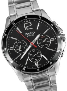 CASIO Men's Water Resistant Satinless Steel Chronograph Watch MTP-1374D-1AVDF - 44 mm - Silver
