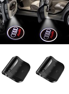 Inder 2-Piece Wireless Infrared Sensor Car Door Audi Logo Light Black