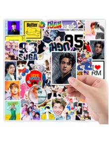 Inder 100Pcs BTS Stickers Pack Kpop BT21 Bangtang Boys Waterproof Stickers Vinyl Decals