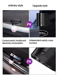 Inder 2-Piece Wireless Infrared Sensor Car Door KIA Logo Light Black