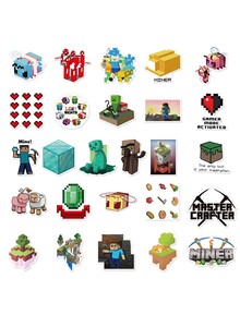 Inder 100 Pieces Minecraft Vinyl Waterproof Stickers 12 x 12 x 1cm