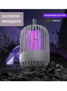 Inder Portable UV Electric Mosquito Killer Lamp USB Rechargeable 360° Mosquito Pest Killing Trap with Night Light (Pink)