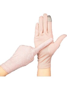 Inder 1Pair Sun Protection Touchscreen Gloves UPF45 UV Protection Breathable Non-Slip Summer Gloves for Driving Riding Outdoor Activities (Light Pink)