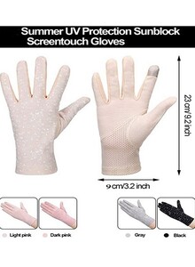Inder 1Pair Sun Protection Touchscreen Gloves UPF45 UV Protection Breathable Non-Slip Summer Gloves for Driving Riding Outdoor Activities (Light Pink)