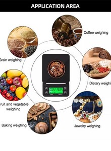 Inder Small 5kg/0.1g Digital LCD Timer Coffee Scale Mini High Precision Electronic Drip Coffee Food Kitchen Scales with Safety Silicone Pad (Brown)
