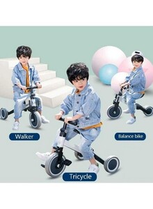 Inder 3 in 1 Baby Kids Pedal Tricycle Balance Bike Walker Unisex Multicolor