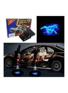 Inder 2-Piece LED Car Door Blue Horse Logo Projector Shadow Light Set