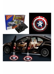 Inder 2-Piece LED Car Door Captain America Logo Projector Shadow Light Set