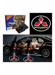 Inder 2-Piece LED Car Door Mitsubishi Logo Projector Shadow Light Set