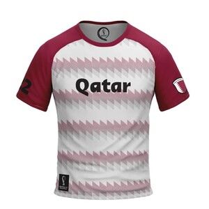 FIFA World Cup Qatar 2022 QATAR MEN'S TSHIRT - BURGUNDY AND WHITE (XL)