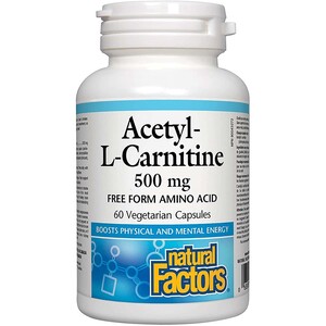Natural Factors Acetyl-L-Carnitine, 500 mg, 60 Veggie Capsules