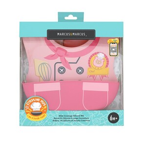 Marcus & Marcus Wide Coverage Silicone Bib - Little Chef (Pink)