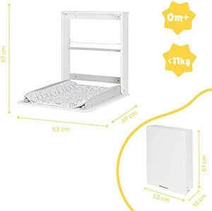 Badabulle Wall Mounted Changing Table with Changing Mat 65.5 x 77 x 19.5 cm