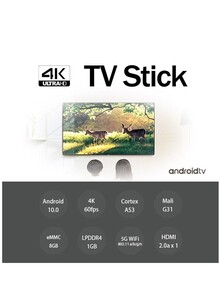 Blulory 4K TV Stick 1GB 8GB HDMI 2.0 Quad-Core CPU Dual-Core GPU HDR 10+ 4Kp60 Android TV 10.0 Wi-Fi 2.4G+5GHz