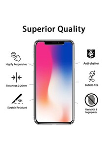 Olliwon Protective Case Cover With Tempered Glass Screen Protector For Apple iPhone X/Xs Clear