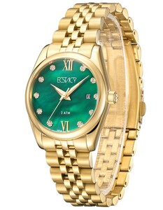 ساعة إكستاسي نسائية بعقارب ومينا أخضر مينا - E22502-GBGMG