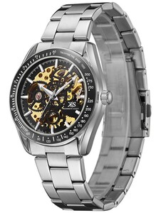 Kenneth Scott Men's Mechanical Black Dial Watch - K22312-SBSB