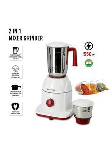 Krypton 2-In-1 Powerful Mixer Grinder 1.5 L 550 W KNB5311 White/Red/Silver