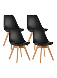 Mahmayi Set Of 4 Classic Style Dining Chairs Black/Beige 56x82x48cm
