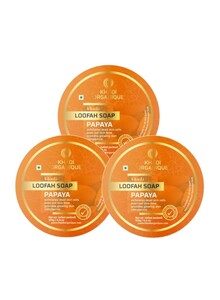 Khadi Organique Pappaya Loofah Soaps Pack Of 3 Orange 125 g