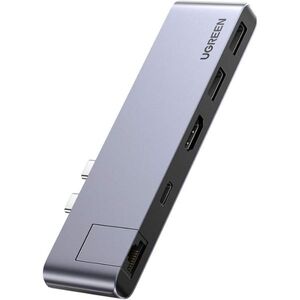 UGREEN 5 in 2 Hub Dual USB-C toHDMI+ 2USB 3.0 A+USB-C Female+Gigabit Ethernet Converter GRY-11455903 UGREEN 5 in 2 Hub Dual USB-C toHDMI+ 2USB 3.0 A+USB-C Female+Gigabit Ethernet Converter GRY-11455903