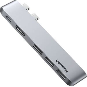 UGREEN 5 in 2 Hub Dual USB-C to HDMI +3USB 3.0 A+Type C Female Converter Grey UGREEN 5 in 2 Hub Dual USB-C to HDMI +3USB 3.0 A+Type C Female Converter Grey