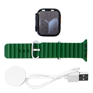 ساعة ذكية 49 ملم iBrit Ultra بعلبة من الألمنيوم تدعم المكالمات عبر البلوتوث والشحن اللاسلكي والرعاية الصحية باللون الأخضر