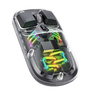 1600 Dpi Transparent Mouse 2.4G And Bluetooth Dual Mode, Porodo - Black 1600 Dpi Transparent Mouse 2.4G And Bluetooth Dual Mode, Porodo - Black