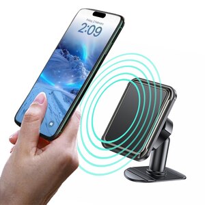 Car Magnetic Phone Holder With 360 Rotation And 6Pcs N42 Magnets Folding Bent Base Wave Bendable Yesido C204 - Black Car Magnetic Phone Holder With 360 Rotation And 6Pcs N42 Magnets Folding Bent Base Wave Bendable Yesido C204 - Black