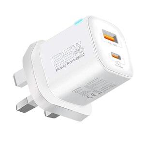 Ultra-Fast Dual Port Ac Charger With 25W Power Delivery And Qc 3.0, Promate Powerport-25Ac Ultra-Fast Dual Port Ac Charger With 25W Power Delivery And Qc 3.0, Promate Powerport-25Ac