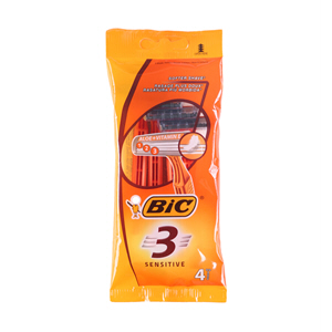 Bic 3 Sensitive Mens Triple Blade Disposable Shaver Pack Of 4
