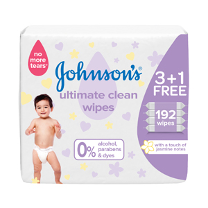 Johnson's Baby Wipes Ultimate Clean Pack 48 wipes 3 + 1 Free