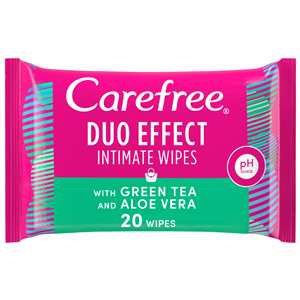 Care Free Daily Intimate Wipes Duo Effect With Green Tea & Aloe Vera Pack of 20 Wipes