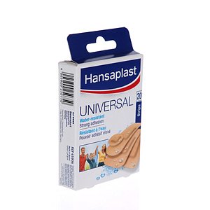 Hansaplast Universal Plasters Water-resistant and Strong Adhesion Strips 20 Pieces