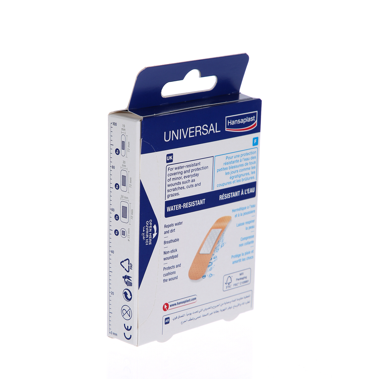 Hansaplast Universal Plasters Water-resistant and Strong Adhesion Strips 20 Pieces