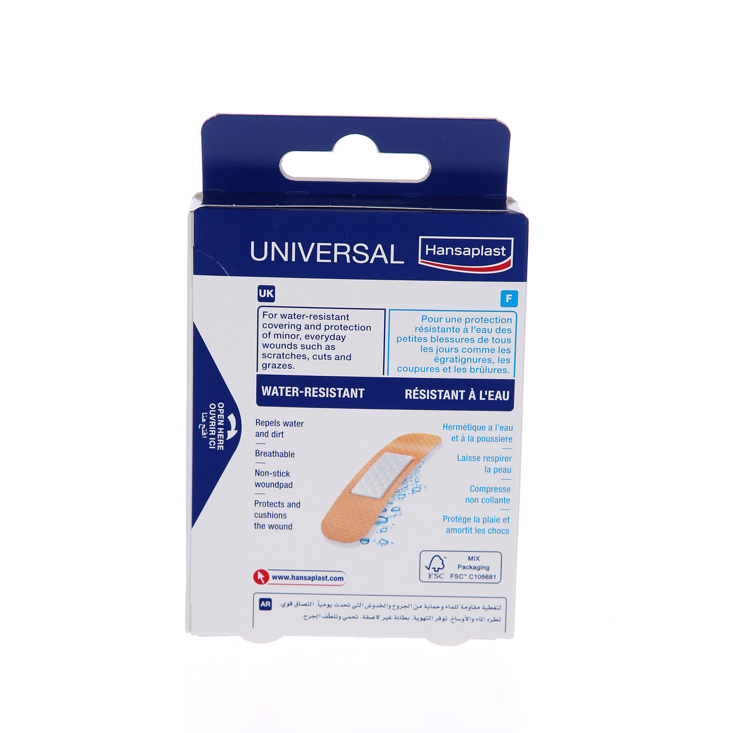 Hansaplast Universal Plasters Water-resistant and Strong Adhesion Strips 20 Pieces